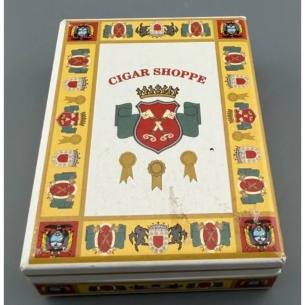 Cigar Shoppe Cufflinks Cigar Design Gold Tone Enamel Boxed Vintage